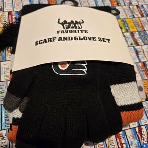 Philadelphia Flyer  Black Scarf and Glove Set with Orange & White Accents